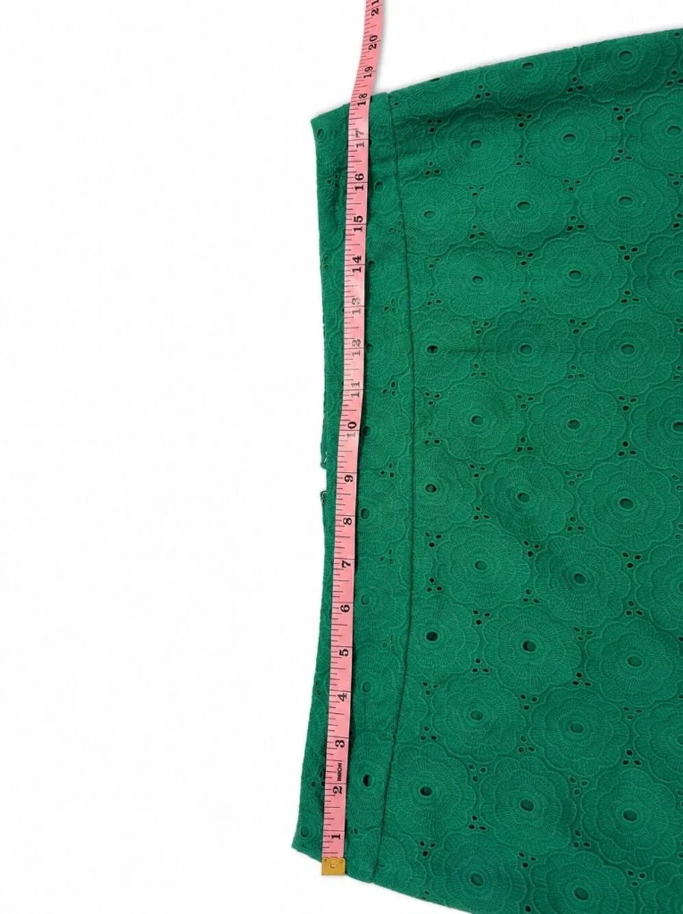 Talbots Green Eyelet Pencil Skirt Women's Size 12 Lined Knee Length Classic Care